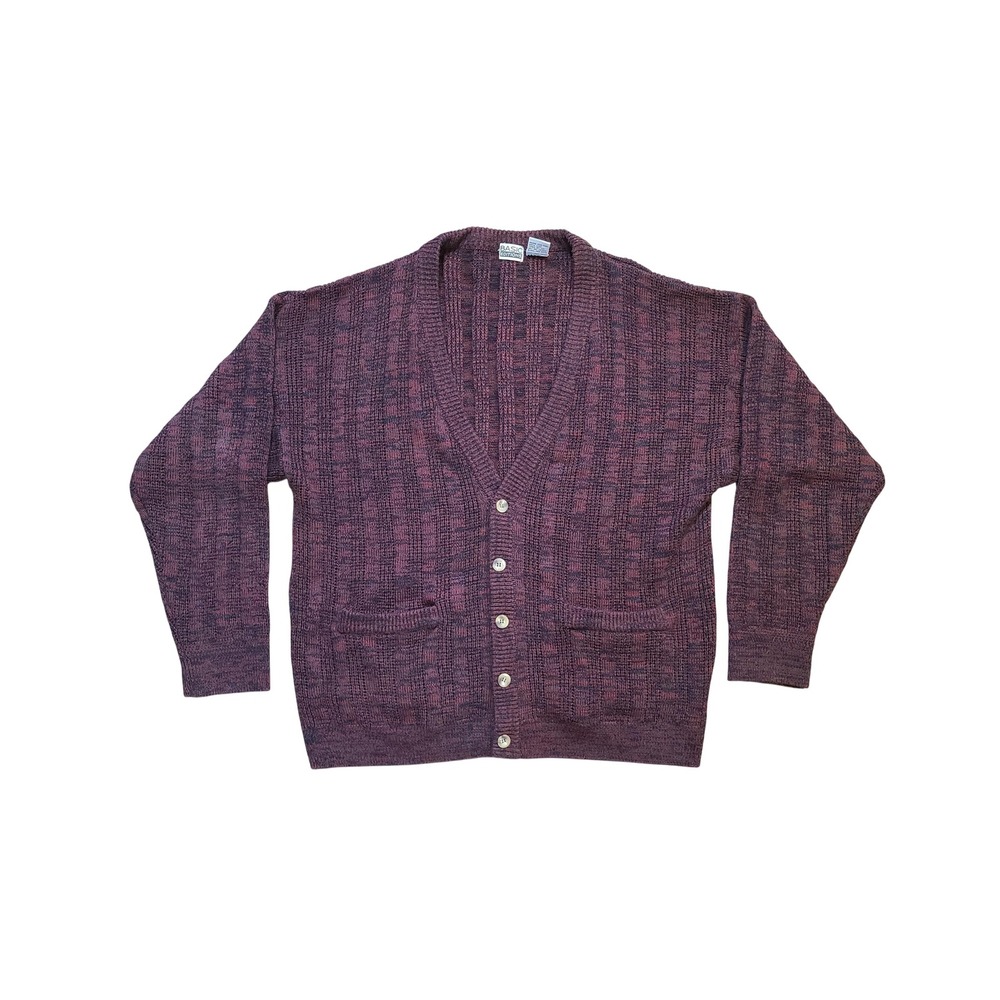 VTG Basic Editions Cardigan XL Waffle Knit 1990s Grandpa Core Academia Sweater